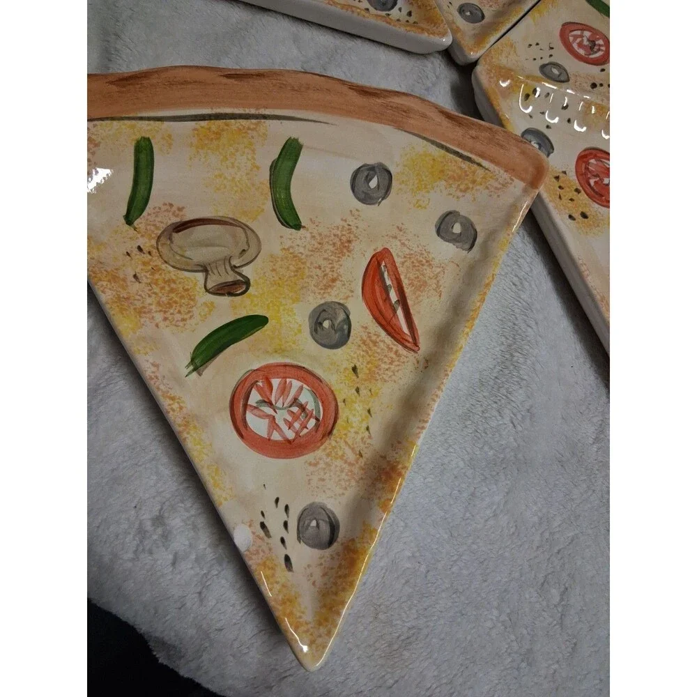 6 Pizza Ceramic Plates Noble Excellence Triangle shape See Pics 1 Sm Chip